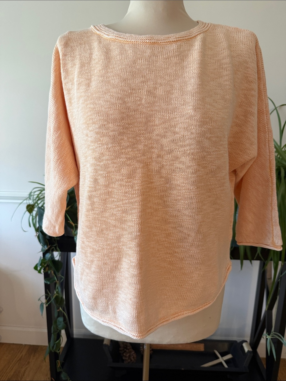 J. Jill Light Cantaloupe Cotton-Slub Dolman-Sleeve Sweater